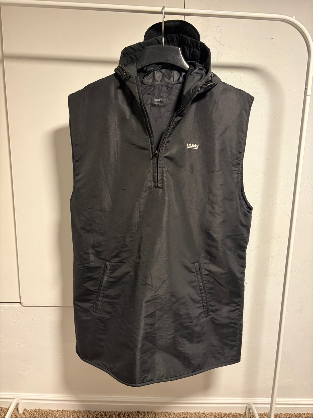 Jiberish CO Men's Black Hooded Pullover Vest/Sleeveless Jacket